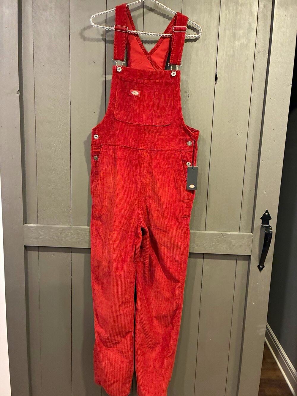 NWT Dickies Womens M rust Corduroy Overalls One-Piece Adjustable Pockets